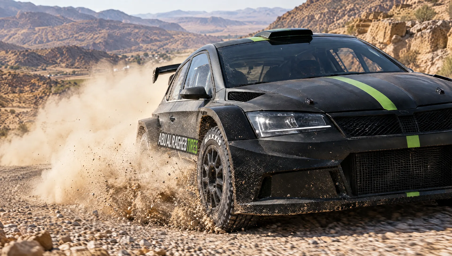 Abu Al-Ragheb Tires rally car on Maxxis tires in the Jordanian hills